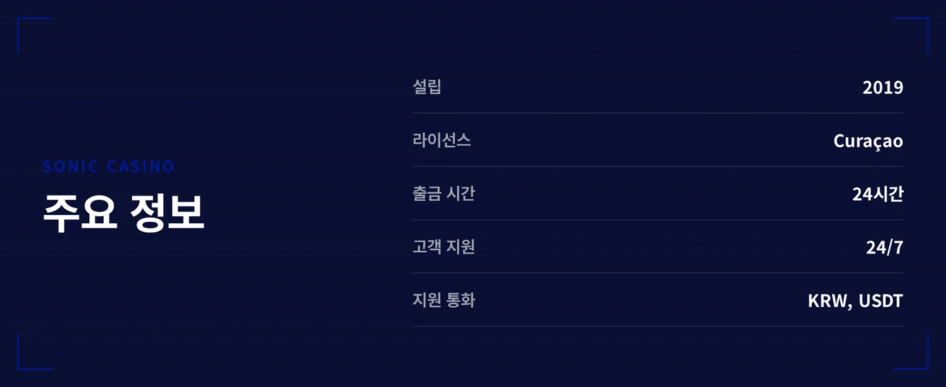 Sonic Casino 핵심 정보 확인하세요